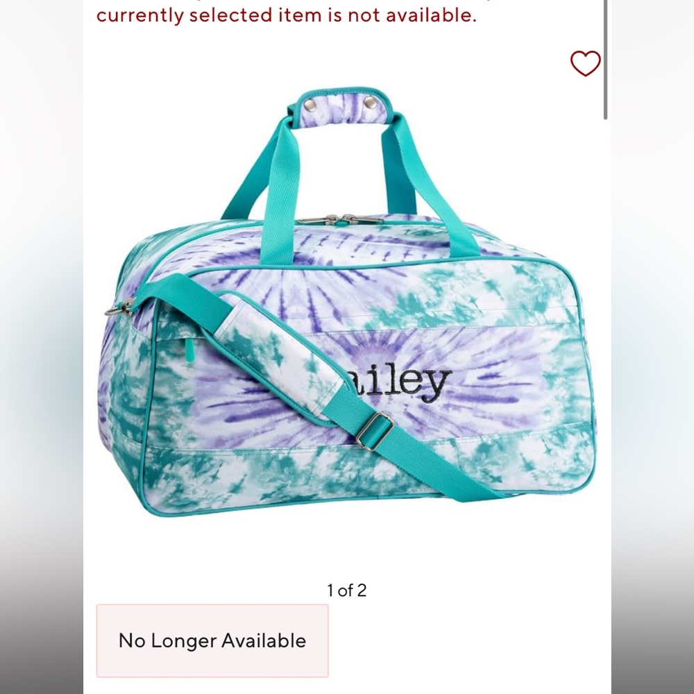 Tie dye duffle bag and makeup toiletry kit (no name on bag)
